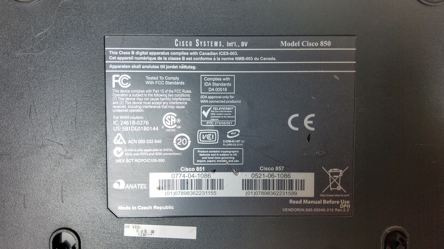 043-012-002 Маршрутизатор CISCO 851 #9