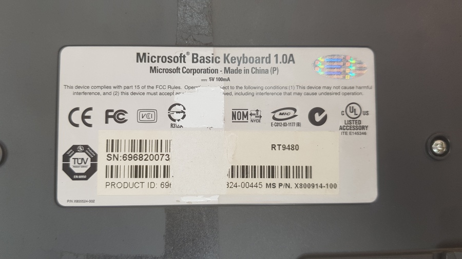 165-190-001 Клавиатура проводная MICROSOFT Basic Keyboard 1.0A #6