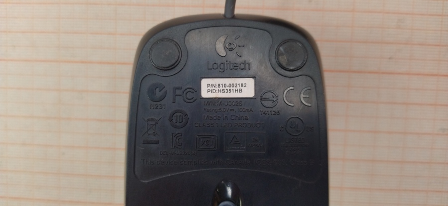 165-216-001 Мышь проводная Logitech M-U0026 #4