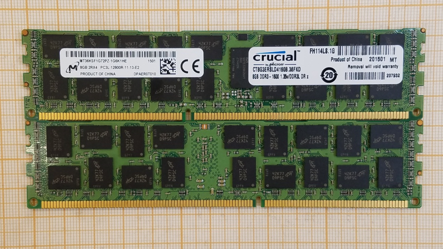 189-032-001 DDR3 RDIMM ECC REG Crucial CT8G3ERSLD4160B.36FKD #1