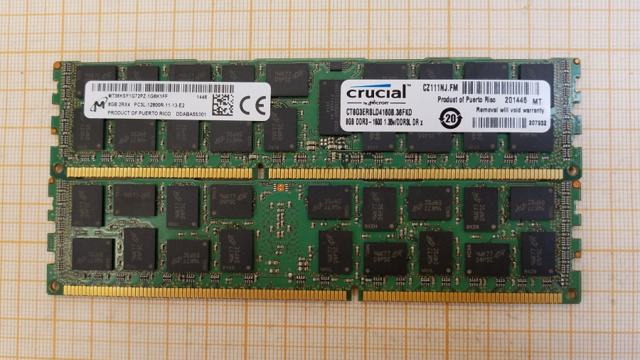 189-034-001 DDR3 RDIMM ECC REG Crucial CT8G3ERSLD4160B.36FKD #1