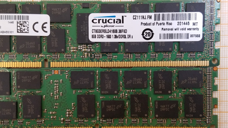 189-034-001 DDR3 RDIMM ECC REG Crucial CT8G3ERSLD4160B.36FKD #2