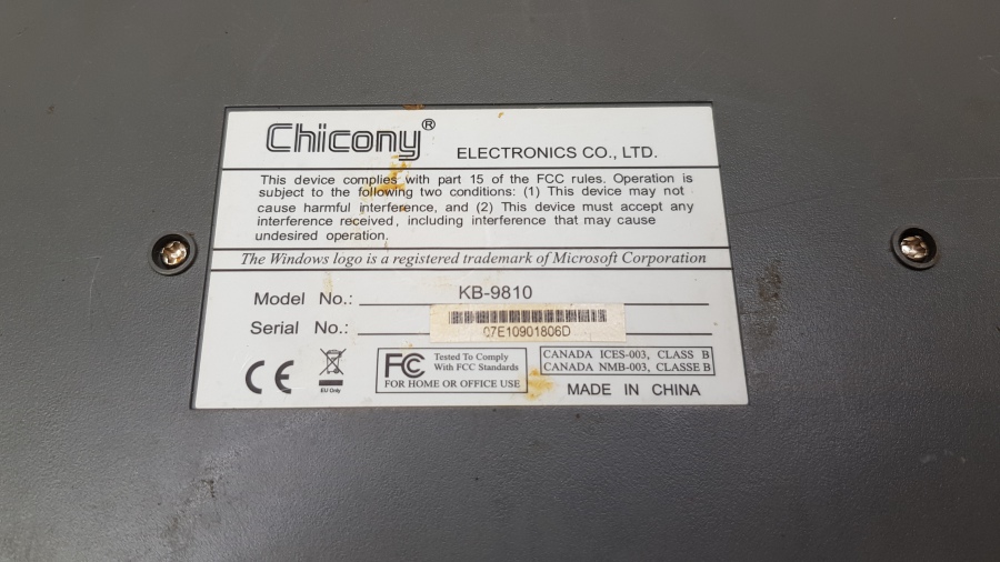 165-238-001 Клавиатура проводная CHICONY KB-9810 #5