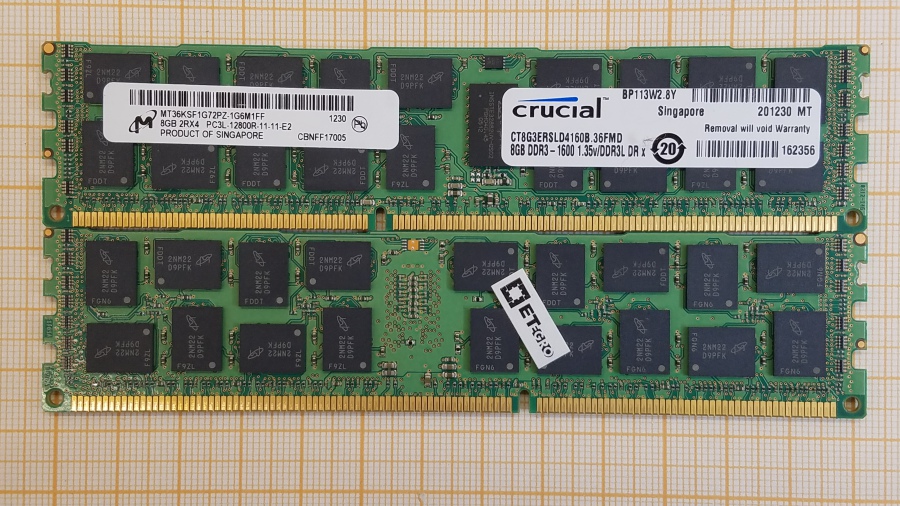 189-079-001 DDR3 RDIMM ECC REG Crucial CT8G3ERSLD4160B.36FMD #1