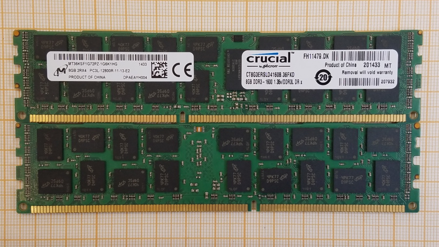 189-082-001 DDR3 RDIMM ECC REG Crucial CT8G3ERSLD4160B.36FKD #1