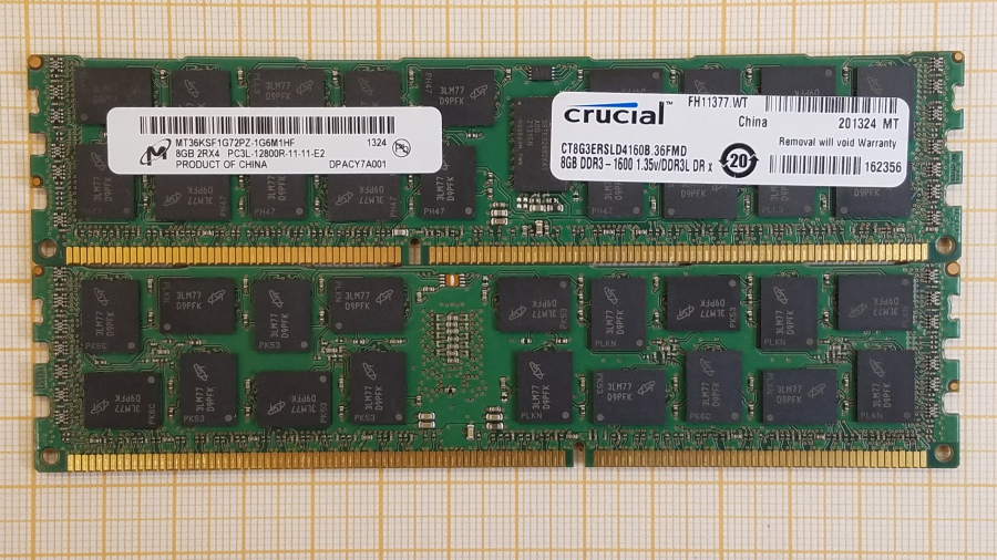 189-083-001 DDR3 RDIMM ECC REG Crucial CT8G3ERSLD4160B.36FMD #1