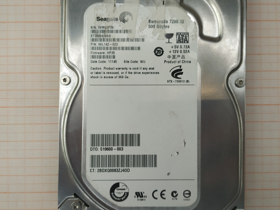 165-258-001 HDD 3.5" SATA SEAGATE ST3500418AS #3