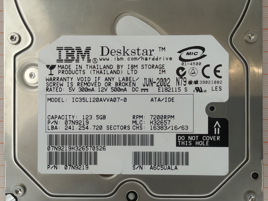 088-328-003 HDD 3.5" IDE IBM IC35L120AVVA07-0 #3