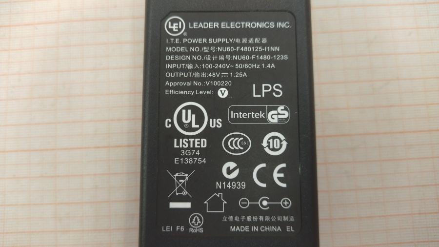 113-071-001 БП для роутера Leader Electronics Inc NU60-F480125-I1NN #3