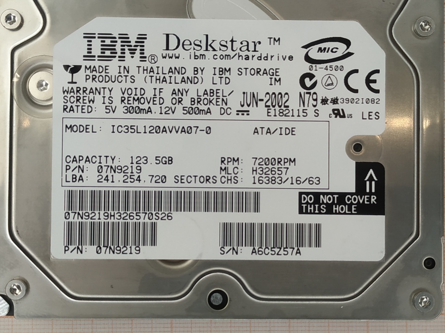 088-328-005 HDD 3.5" IDE IBM IC35L120AVVA07-0 #3
