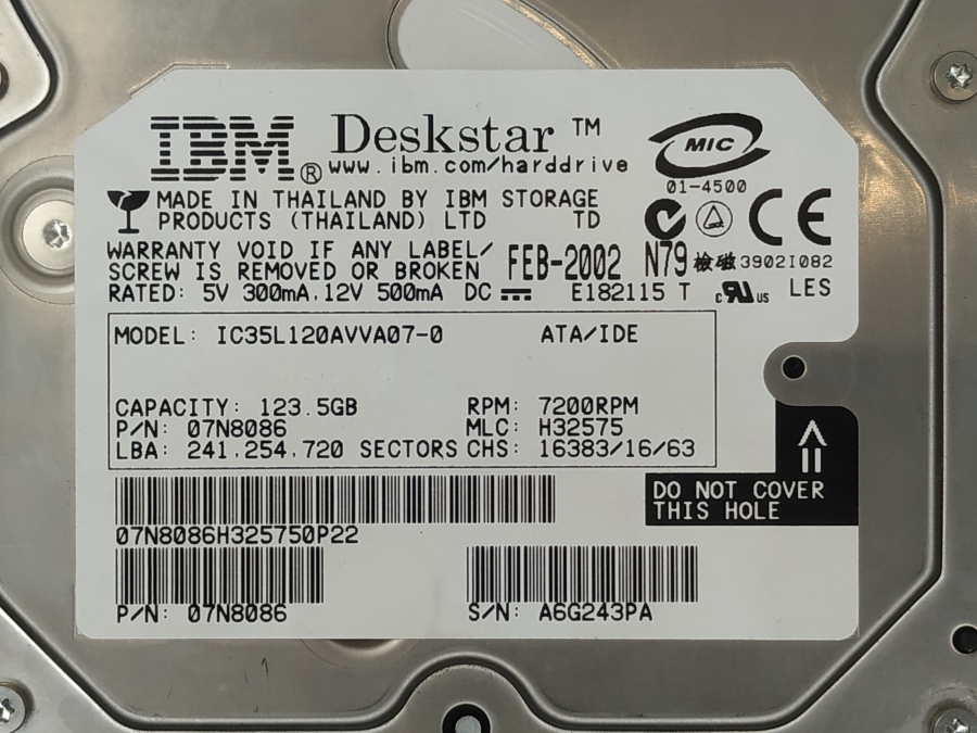 088-328-006 HDD 3.5" IDE IBM IC35L120AVVA07-0 #3