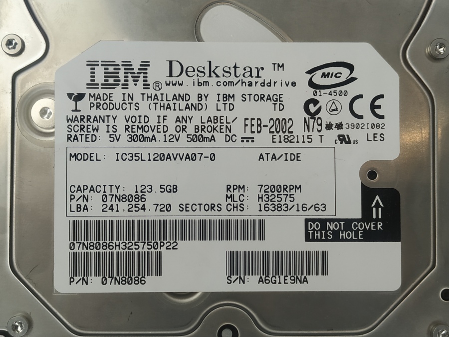 088-328-007 HDD 3.5" IDE IBM IC35L120AVVA07-0 #3