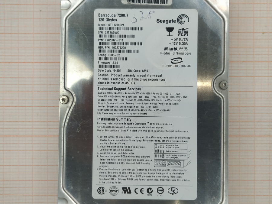 173-147-001 HDD 3.5" IDE SEAGATE ST3120022A #3