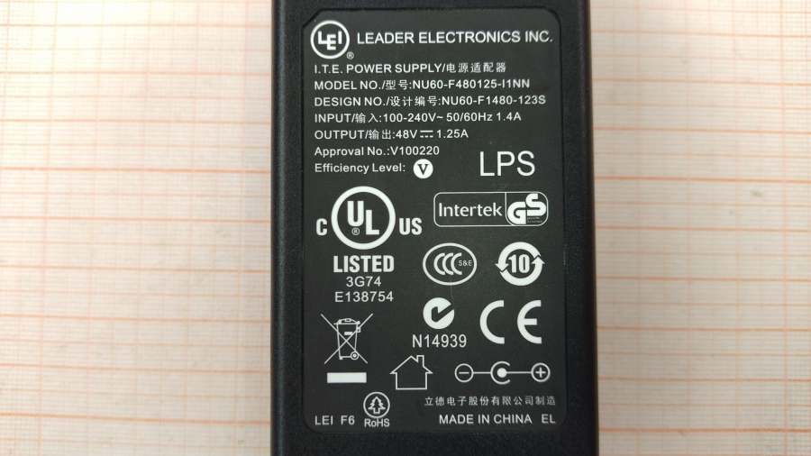 088-370-001 БП для роутера Leader Electronics Inc NU60-F480125-I1NN #3