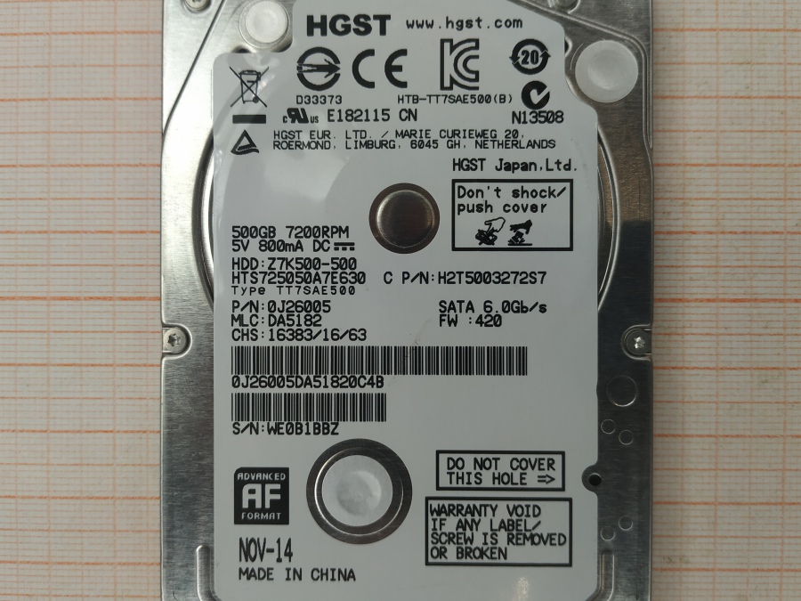 172-077-002 HDD 2.5" SATA HGST HTS725050A7E630 #3