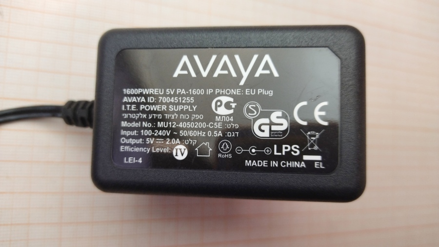 088-440-001 БП для IP телефона AVAYA 1600PWREU 5V PA-1600 #2