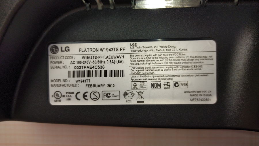 193-043-001 Монитор ЖК LG W1943TS-PF #6