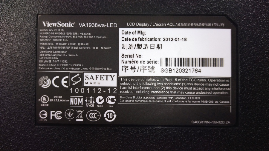 193-070-002 Монитор ЖК VIEWSONIC VA1938WA-LED #8