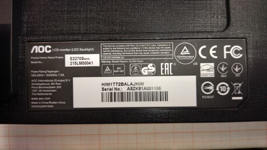 193-091-001 Монитор ЖК AOC E2270Swhn #6