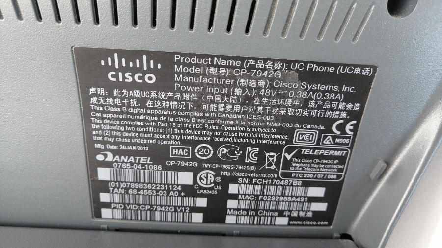 194-003-019 Телефон VoIP CISCO CP-7942G #7