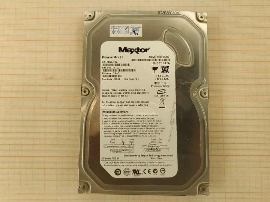 165-291-001 HDD 3.5" SATA MAXTOR DiamondMax 21 STM3160815AS #2