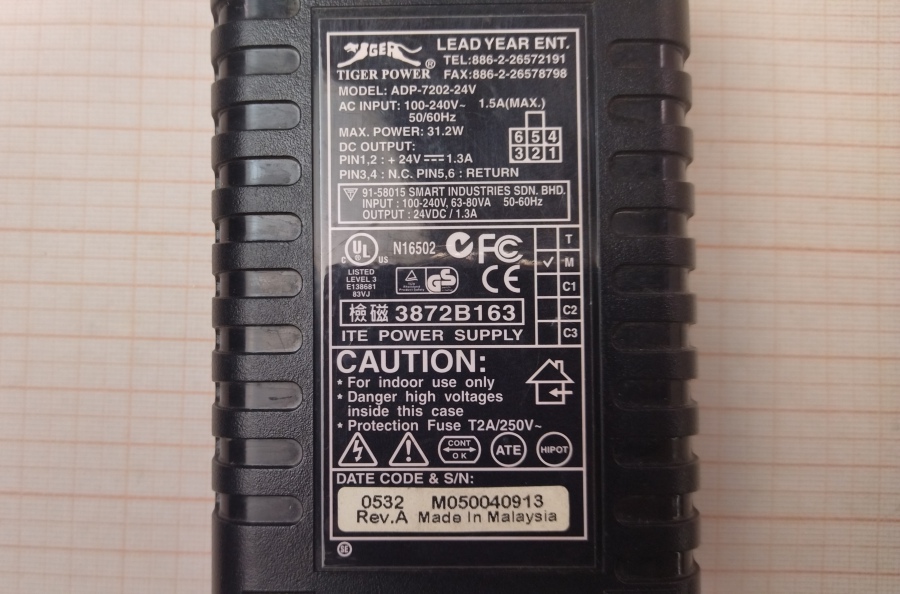 088-400-002 БП для термопринтера  TIGER POWER ADP-7202-24V #3