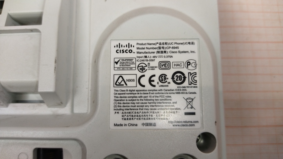 198-003-003 Телефон VoIP CISCO UC PHONE CP-6945 #10
