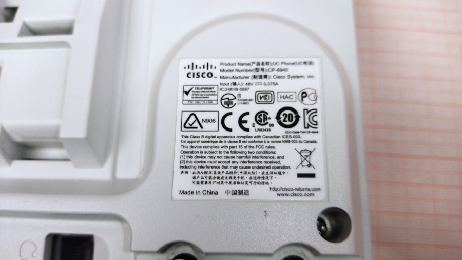 198-003-010 Телефон VoIP CISCO UC PHONE CP-6945 #10