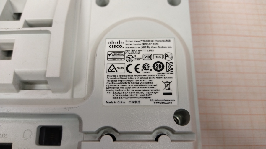198-003-023 Телефон VoIP CISCO UC PHONE CP-6945 #10