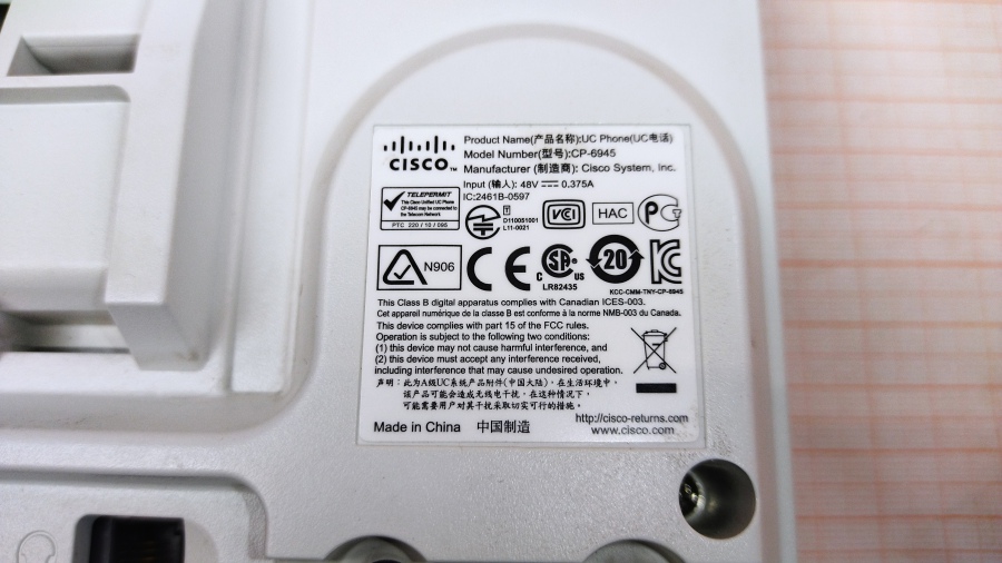 198-003-025 Телефон VoIP CISCO UC PHONE CP-6945 #10