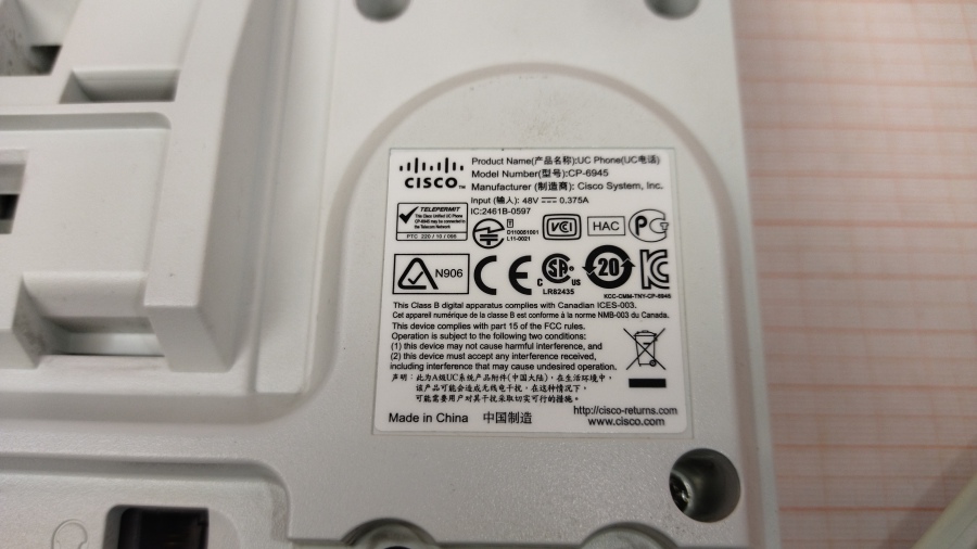 198-003-026 Телефон VoIP CISCO UC PHONE CP-6945 #10