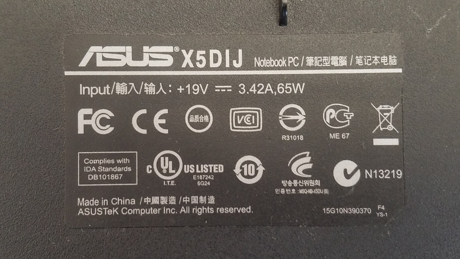 198-005-001 Ноутбук ASUS X5DIJ #6