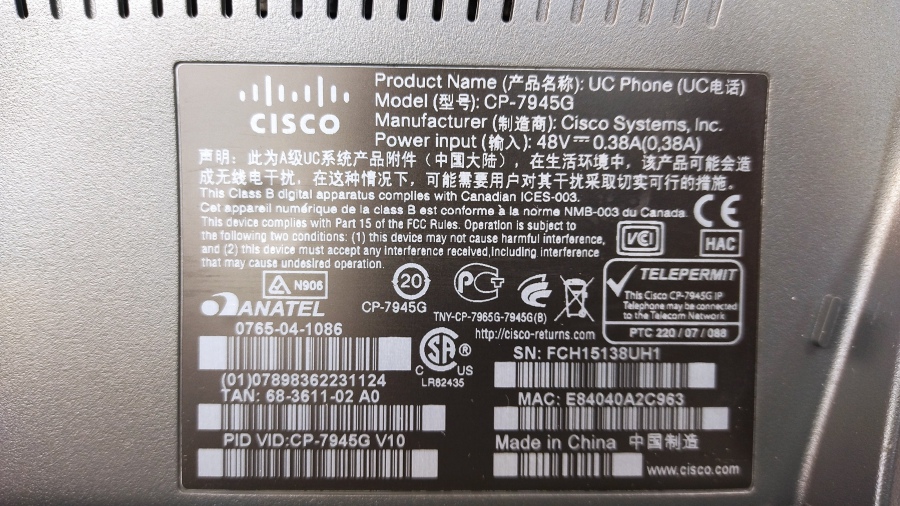 198-080-001 Телефон VoIP CISCO CP-7945G #9