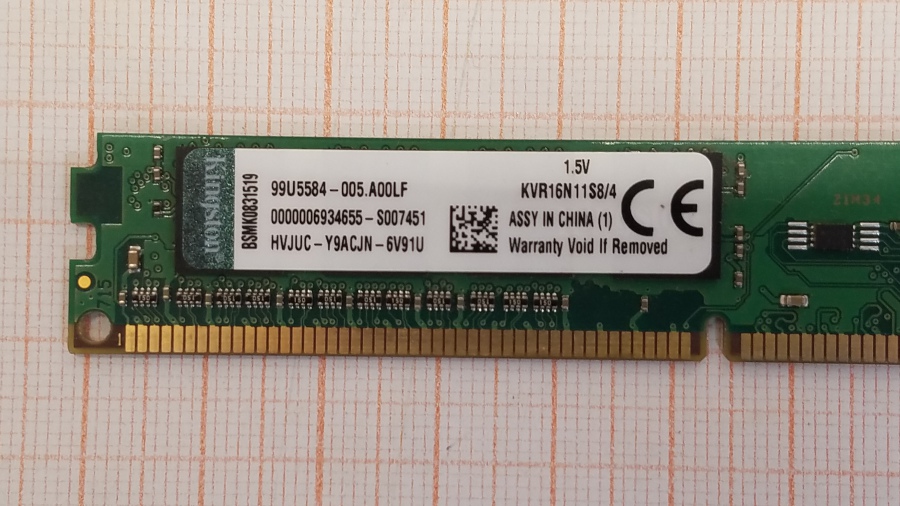 173-166-001 DDR3 1333/1600 DIMM KINGSTON KVR16N11S8/4 #2