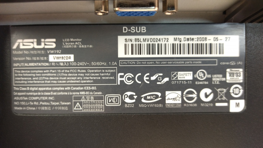 199-006-001 Монитор ЖК ASUS VW192 #8