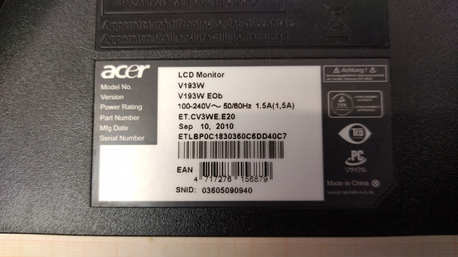 199-008-006 Монитор ЖК ACER V193W #8