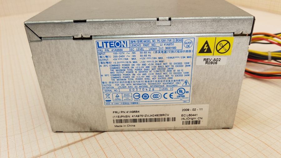 165-300-001 БП ATX v2.0 IBM FRU P/N:41A9684 LITE-ON PS-5281-7VR #3