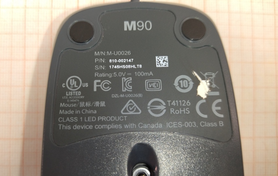 001-038-001 Мышь проводная Logitech M90 #4