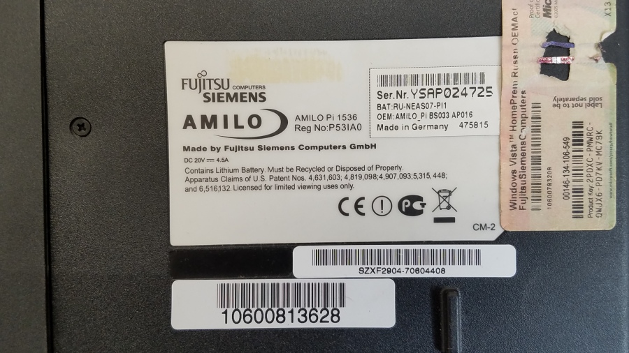 165-318-001 Ноутбук FUJITSU-SIEMENS AMILO Pi 1536 #13