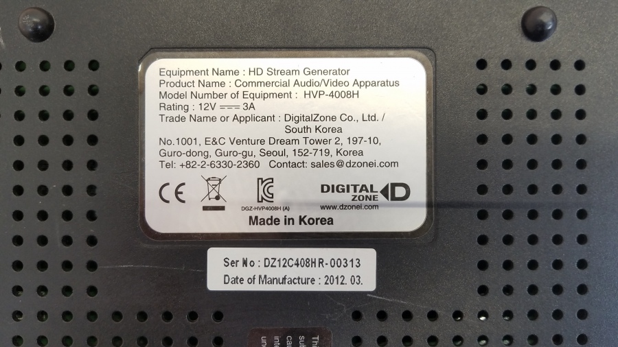 111-073-001 HD Stream Generator DIGITAL ZONE HVP-4008H #8