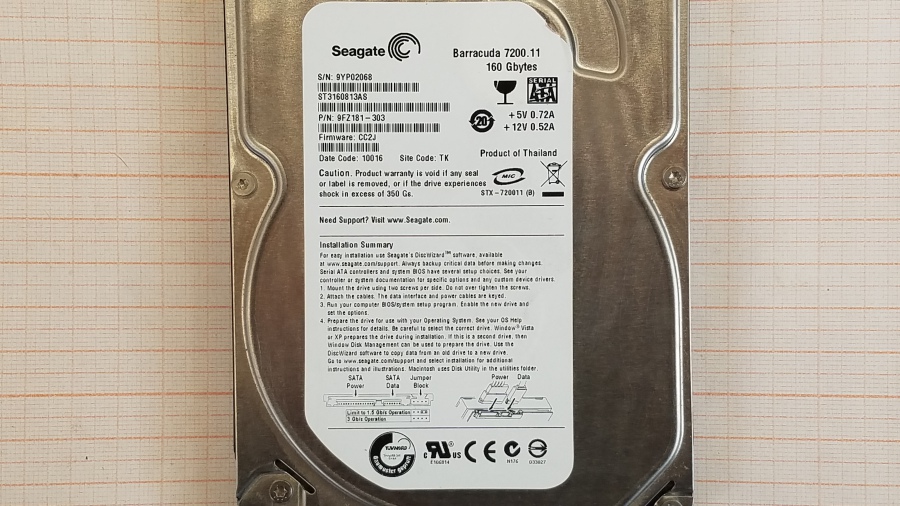 199-071-001 HDD 3.5" SATA SEAGATE Barracuda ST3160813AS #2