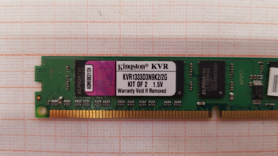 165-366-001 DDR3 1333/1600 DIMM KINGSTON KVR1333D3N9K2/2G #2