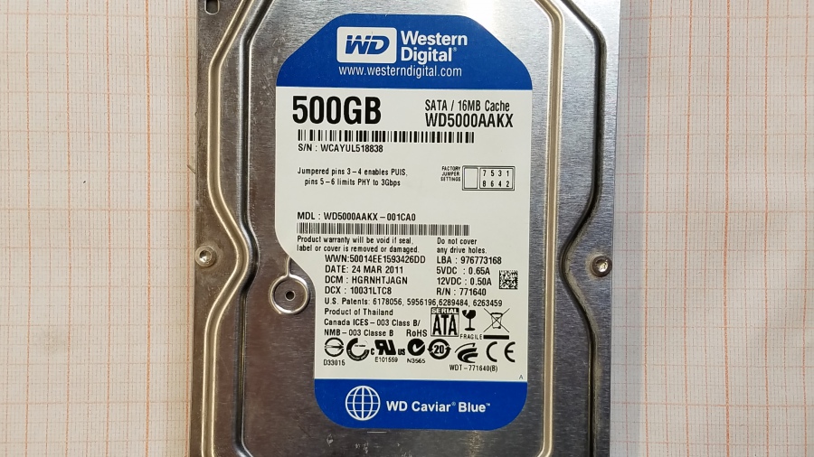 165-382-001 HDD 3.5" SATA Western Digital Caviar Blue WD5000AAKX #2