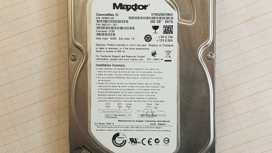 165-402-001 HDD 3.5" SATA MAXTOR DiamondMax 23 STM3250318AS #2