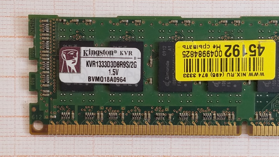165-478-001 DDR3 RDIMM ECC REG KINGSTON KVR1333D3D8R9S/2G #2