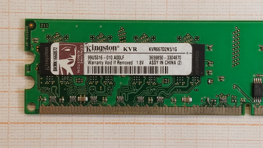 165-488-001 DDR2 DIMM KINGSTON KVR667D2N5/1G #2