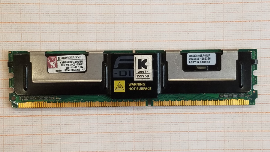 165-495-001 DDR2 FB-DIMM KINGSTON KVR667D2D4F5/2G #1