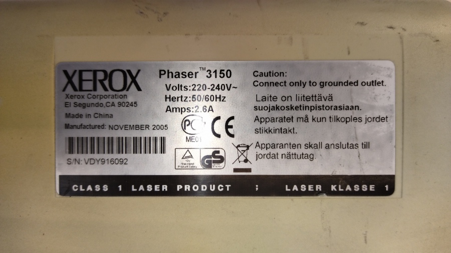 165-061-005 Принтер XEROX Phaser 3150 #14
