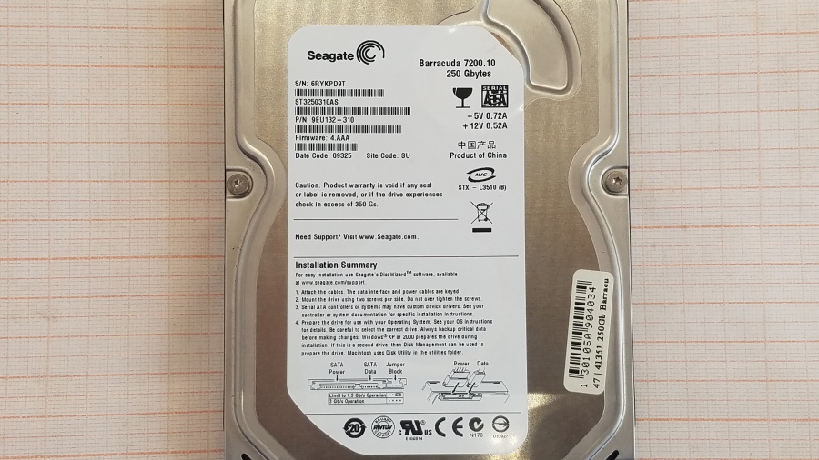 154-011-001 HDD 3.5" SATA SEAGATE Barracuda ST3250310AS #2