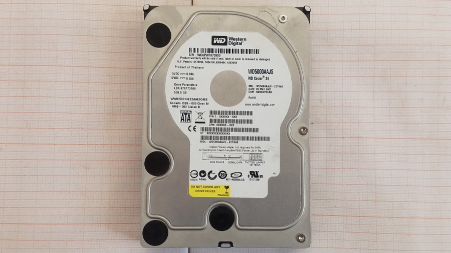 154-012-001 HDD 3.5" SATA Western Digital Caviar SE WD5000AAJS #2